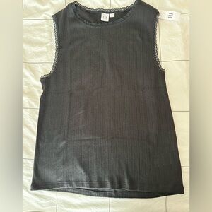 GAP Black Sleeveless Pointelle Top